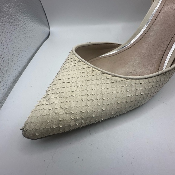 WHBM Ella Snake Embossed D’Orsay Pumps, Vanilla - Picture 8 of 13